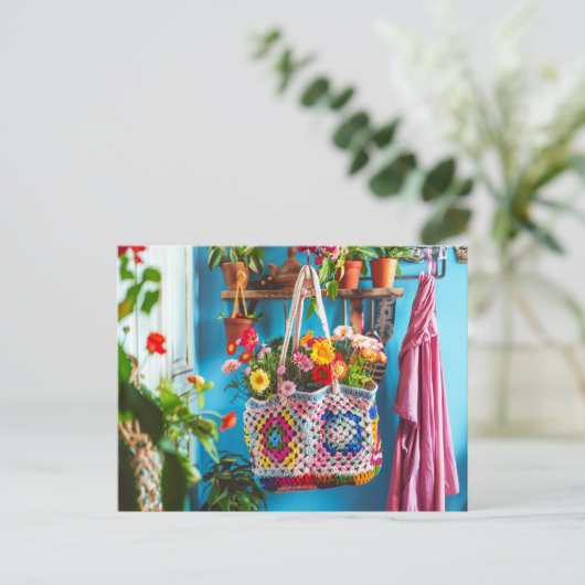 Granny Square Crochet Art ポストカード (スタンド正面)