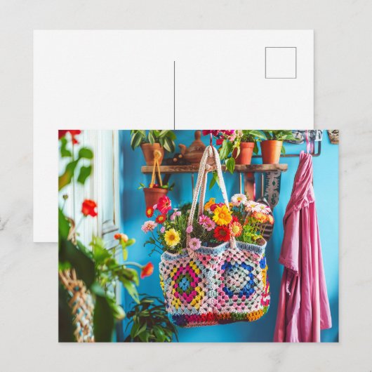 Granny Square Crochet Art ポストカード (正面/裏面)