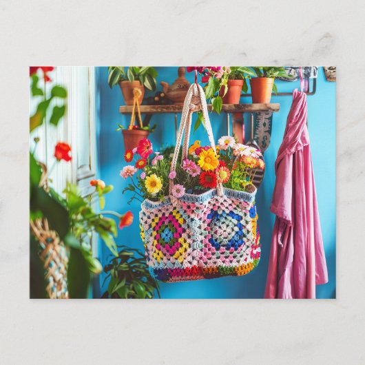 Granny Square Crochet Art ポストカード (正面)