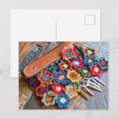 Granny Square Crochet Art ポストカード (正面/裏面)