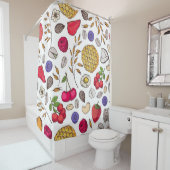 Granola,  muesli seamless pattern. Oat flakes hand シャワーカーテン (インサイチュ)