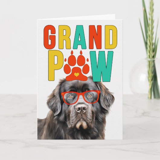 GranPAWニューファンドランド犬おもしろい祖父母の日 シーズンカード (正面)