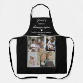 Gran's Kitchen Always Open Black And White Photos エプロン (正面)