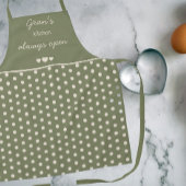Gran's Kitchen Always Open Olive Green Polka Dot エプロン