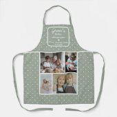 Gran's Kitchen Always Open Sage Green Dots Photo エプロン (正面)