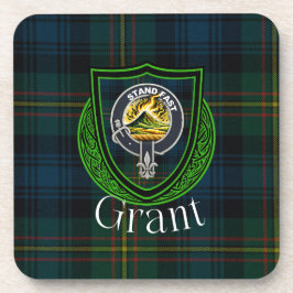 Grant Scottish Clan Tartan & Crest コースター