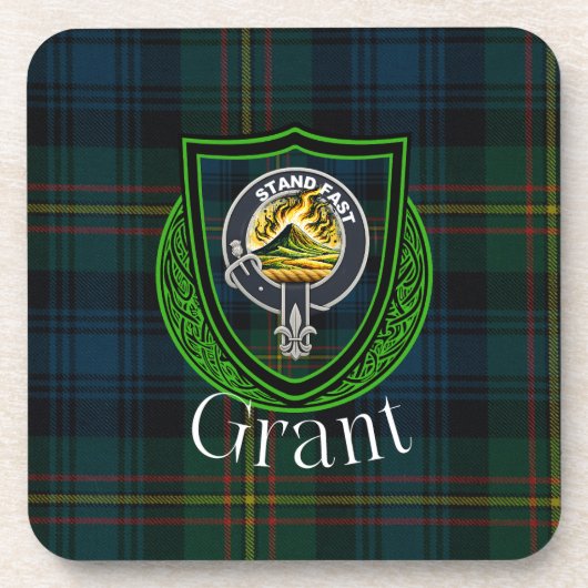 Grant Scottish Clan Tartan & Crest コースター (正面)