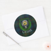 Grant Scottish Clan Tartan & Crest ラウンドシール (封筒)
