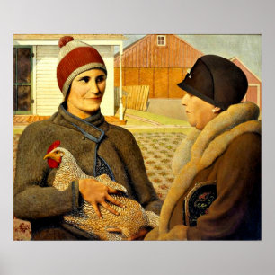 Grant Wood - Appraisal, fine art painting ポスター
