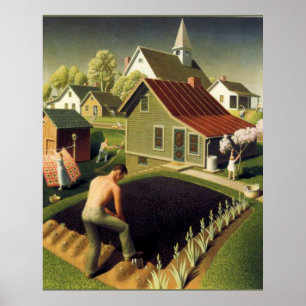 Grant Wood - Spring in Town ポスター