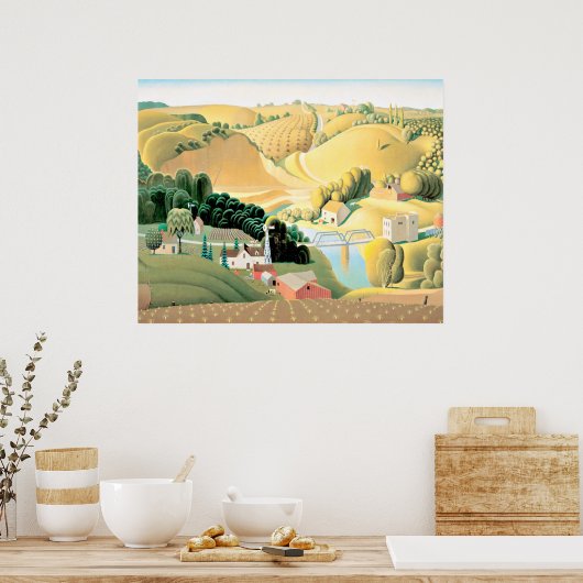 Grant Wood - Stone City, Iowa ポスター (キッチン)