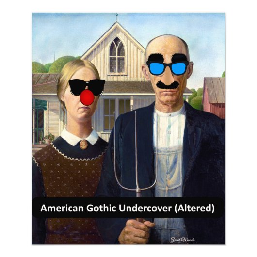 Grant WoodsによるAmerican Gothic (Under cover) フォトプリント (正面)