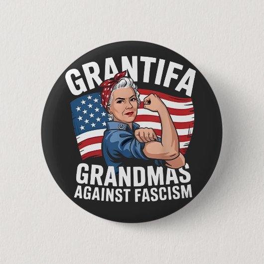 Grantifa Grandma Against Facism No King USA  缶バッジ (正面)