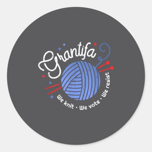 Grantifa We Knit We Vote We Resist  ラウンドシール (正面)