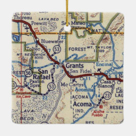 Grants New Mexicoヴィンテージマップ セラミックオーナメント