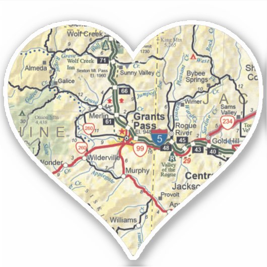 Grants Pass OR Map シール (正面)