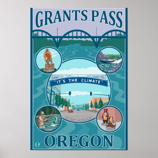 Grants Pass, OregonScenic Travel Poster ポスター (正面)