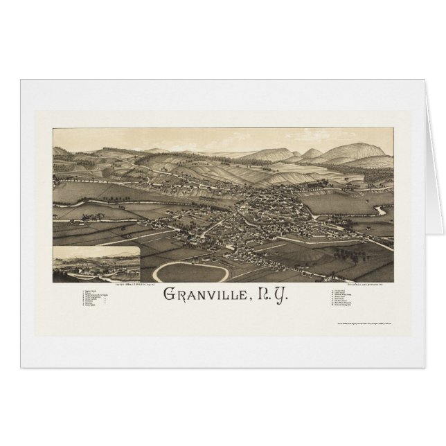 GranvilleのNYのパノラマ式の地図- 1886年 (正面横)