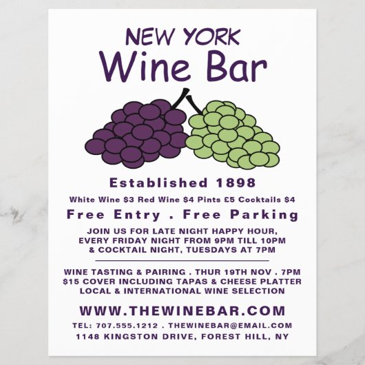 Grape Bunch, Wine Bar/Winery チラシ (正面)