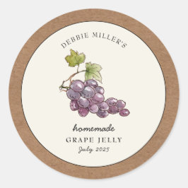 Grape Jelly Jar Kraft paper border ラウンドシール