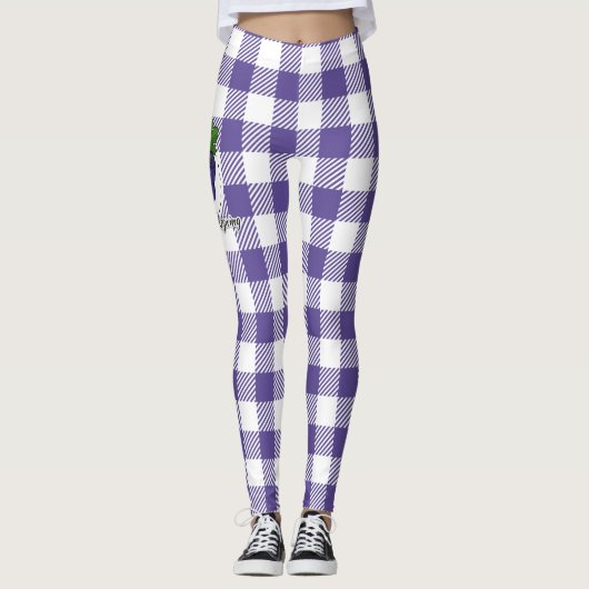 Grape on Violet Plaid - Happy Thanksgiving レギンス (正面)