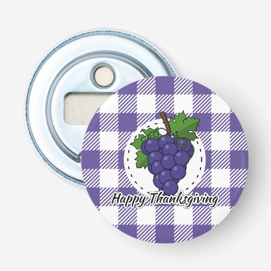 Grape on Violet Plaid - Happy Thanksgiving 栓抜き (正面)