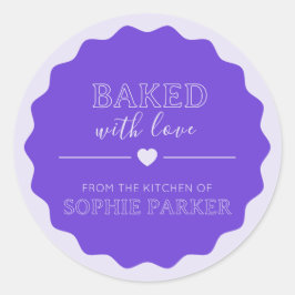 Grape Purple Baked With Love Scallop Sticker ラウンドシール