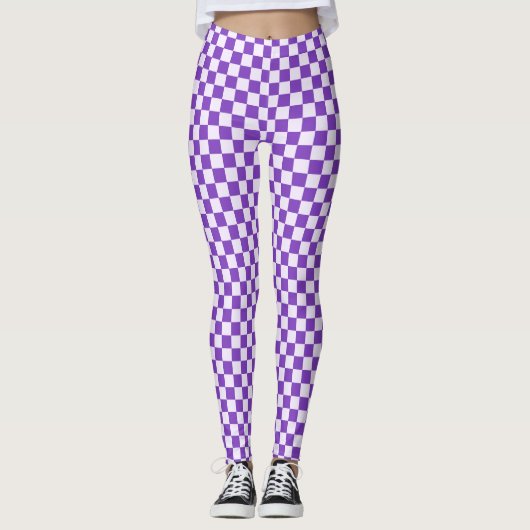Grape soda checkerboard pattern レギンス (正面)