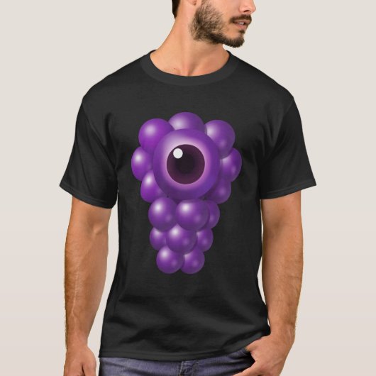 Grapes Alien – Cute Surreal Fruit Art Tシャツ (正面)