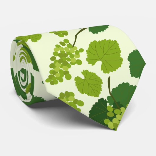 Grapes and Grape Leaves Pattern ネクタイ (ロール)