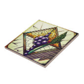 Grapes and Wheat Stained Glass Ceramic Tile タイル (側面)
