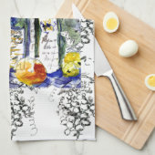 Grapes&bottles キッチンタオル (四つ折り)