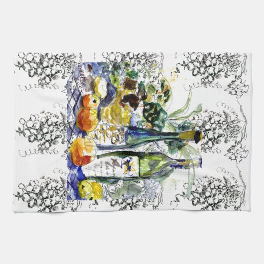 Grapes&bottles キッチンタオル (横)