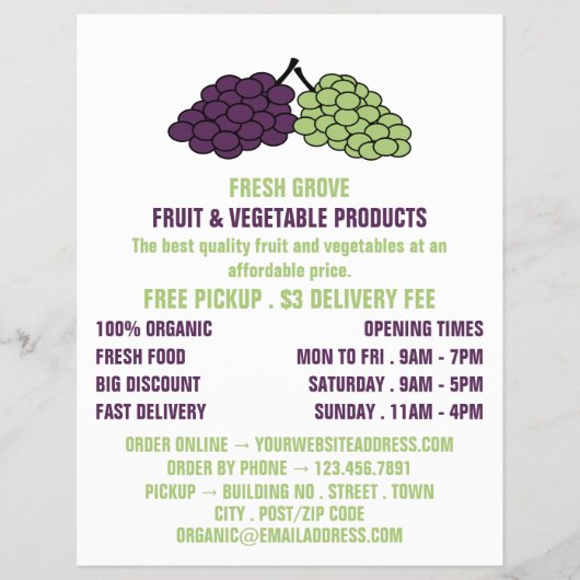 Grapes, Greengrocers Advertising チラシ (正面)
