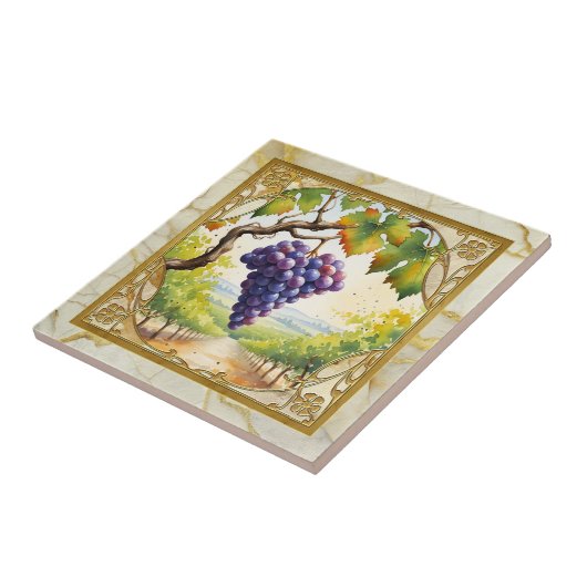 Grapes Vineyard Gold Ceramic Tile タイル (側面)