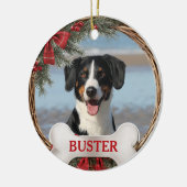 Grapevine Christmas Wreath Dog Photo Tree Ornament セラミックオーナメント (左)