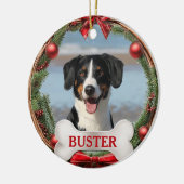 Grapevine Christmas Wreath Dog Photo Tree Ornament セラミックオーナメント (左)