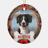 Grapevine Christmas Wreath Dog Photo Tree Ornament セラミックオーナメント (左)