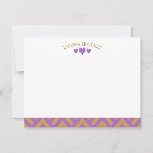 Grapevine Modern Hearts Striped Fans Note Card ノートカード (正面)