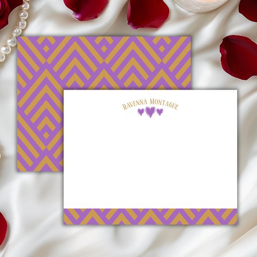 Grapevine Modern Hearts Striped Fans Note Card ノートカード