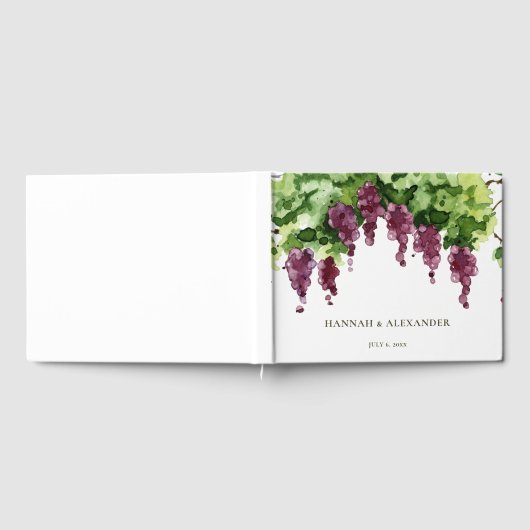Grapevine Vineyard Wedding Guest Book Keepsake ゲストブック (全面)