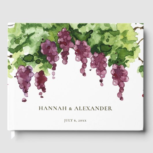 Grapevine Vineyard Wedding Guest Book Keepsake ゲストブック (正面)