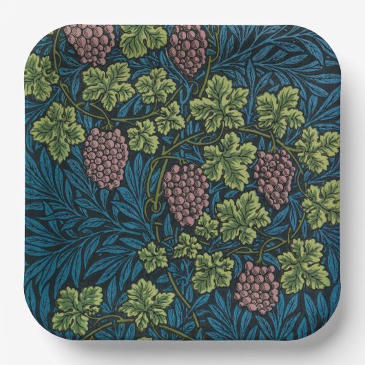 Grapevines with clusters of pink grapes  ペーパープレート (正面)