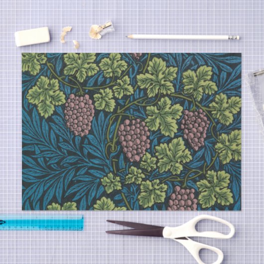  Grapevines with clusters of pink grapes  薄葉紙 (クラフト)