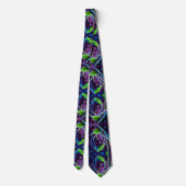 Graphic Black White Blue and Green Rose Detail ネクタイ (裏面)