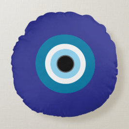 Graphic Blue Evil Eye Round Pillow ラウンドクッション