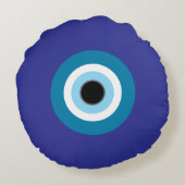 Graphic Blue Evil Eye Round Pillow ラウンドクッション (裏面)