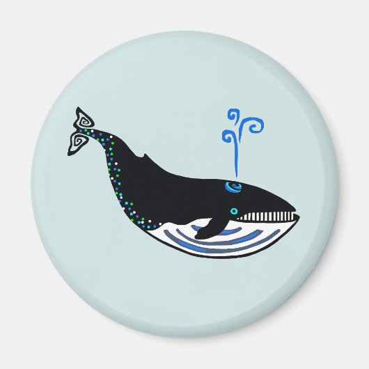 Graphic-Blue WHALE – 野生生物 – 海スプレー – マグネット (正面)