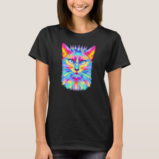 Graphic cat retro for cat  cat mother  Cat Crown Tシャツ (正面)