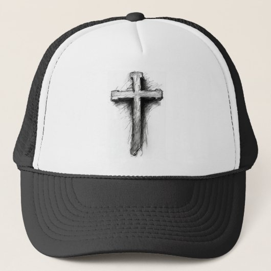 Graphic Christian Cross Trucker Hat キャップ (正面)